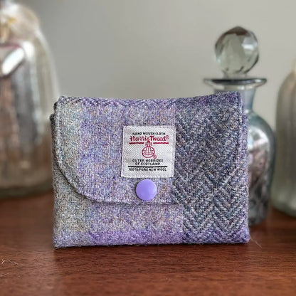 Harris Tweed coin purse with compartments handmade soft pouch