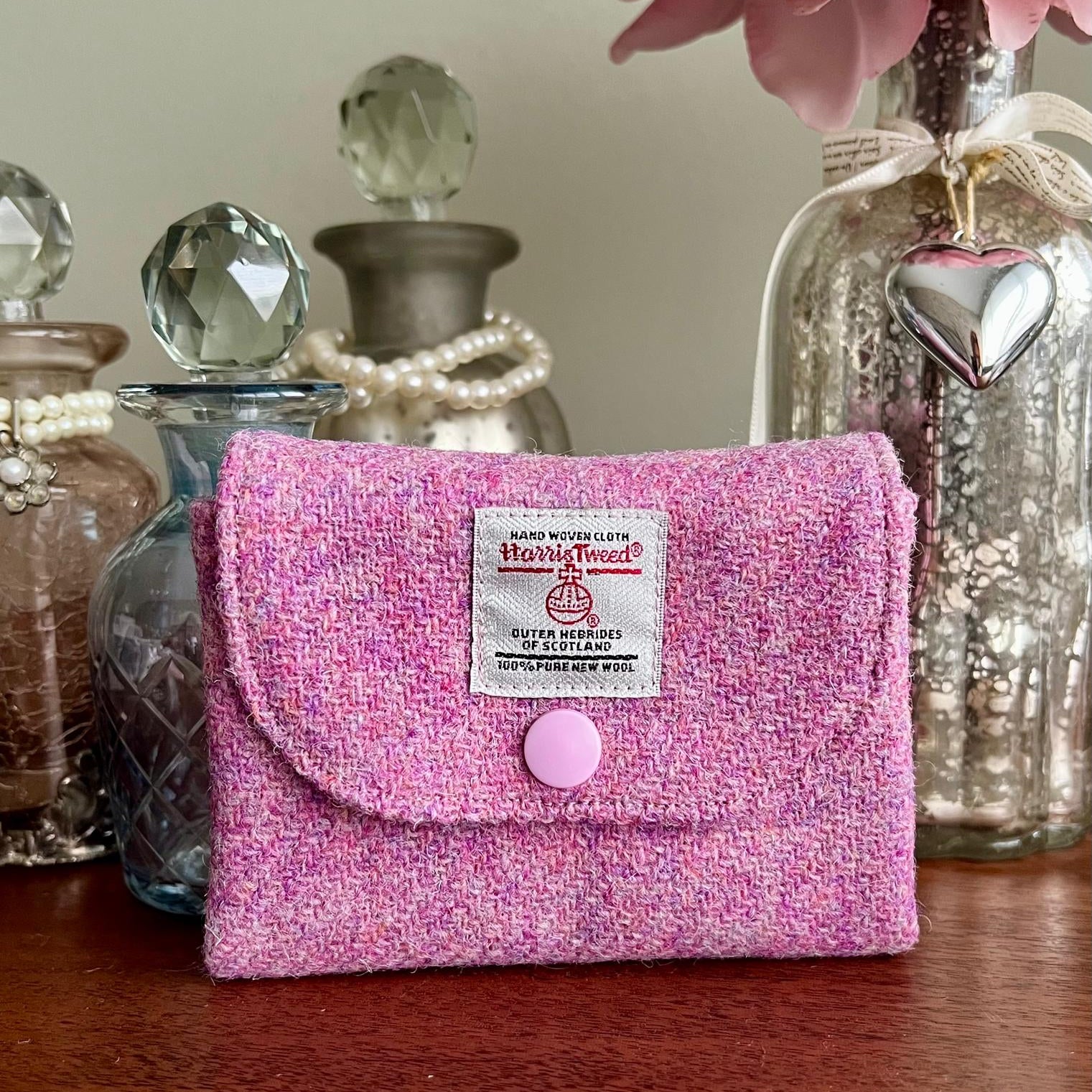 Harris Tweed coin purse with compartments handmade soft pouch