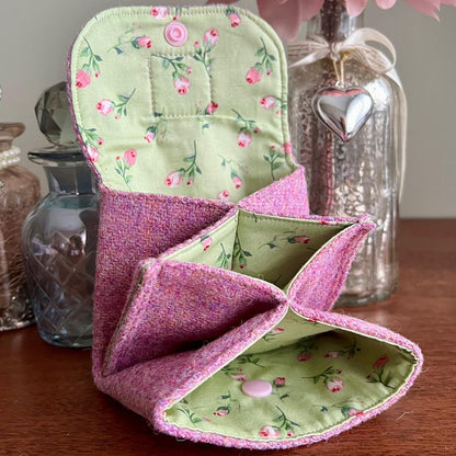Harris Tweed coin purse with compartments handmade soft pouch