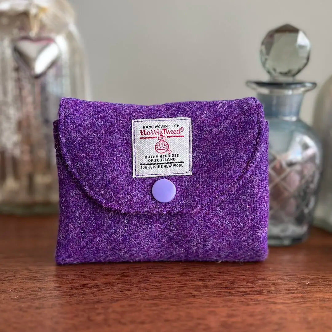 Harris Tweed coin purse with compartments handmade soft pouch