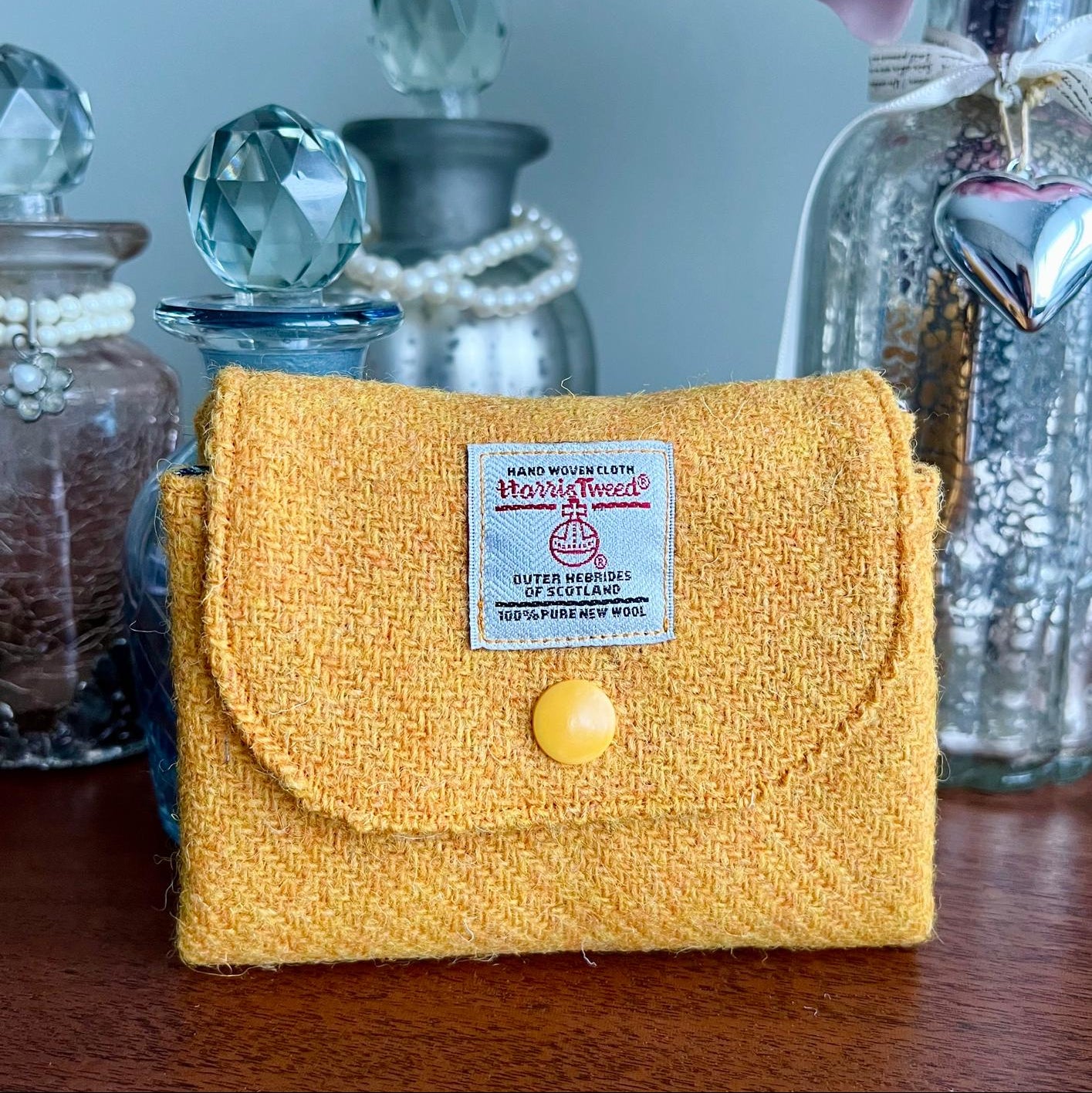 Harris Tweed coin purse with compartments handmade soft pouch