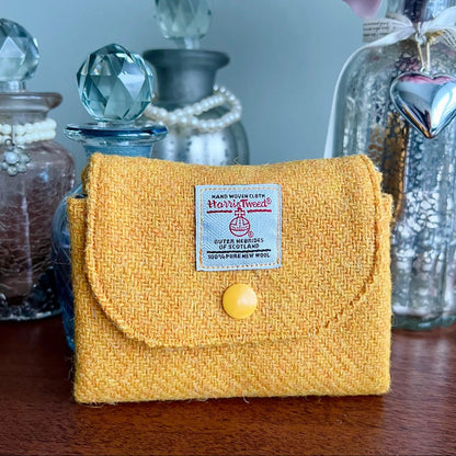 Harris Tweed coin purse with compartments handmade soft pouch