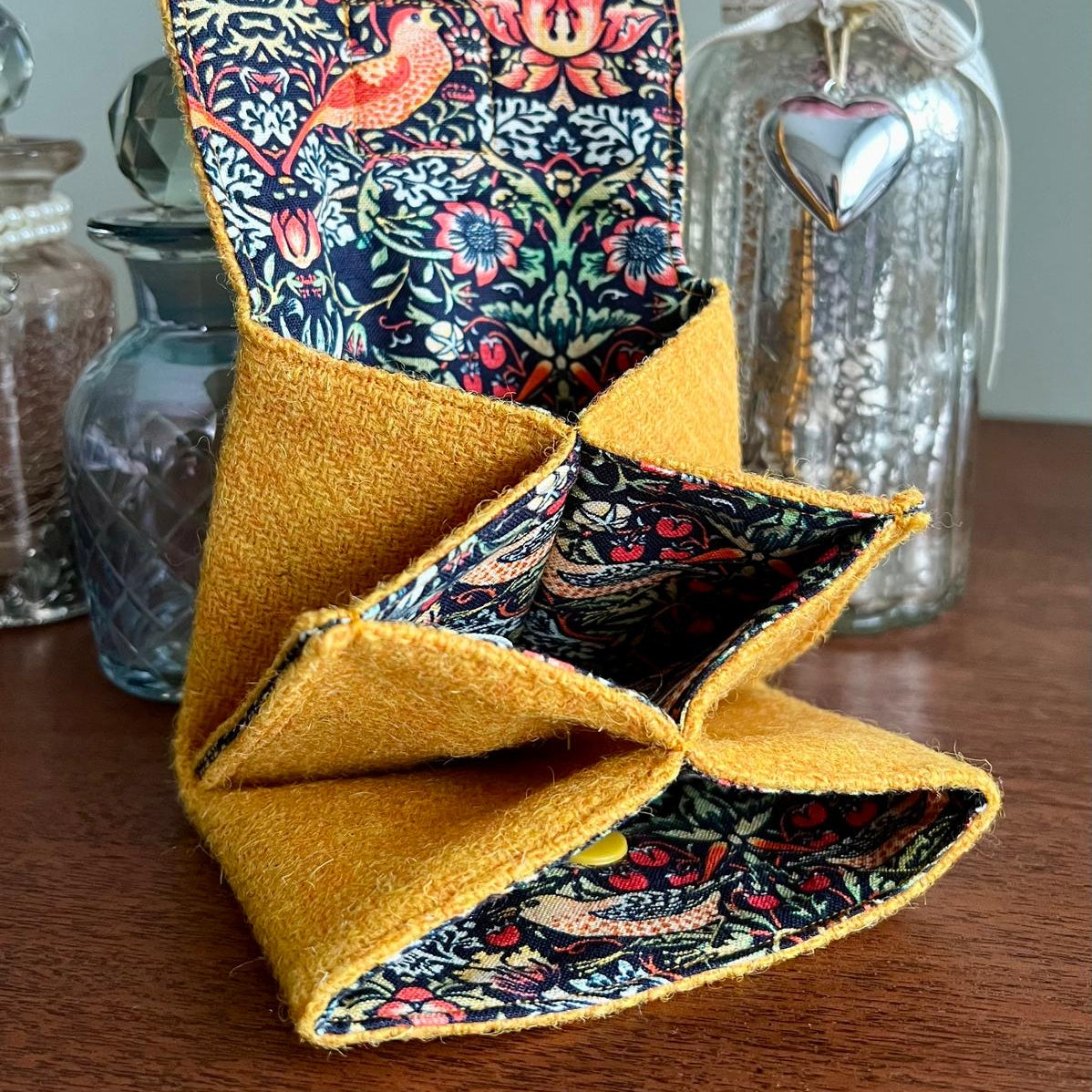 Harris Tweed coin purse with compartments handmade soft pouch