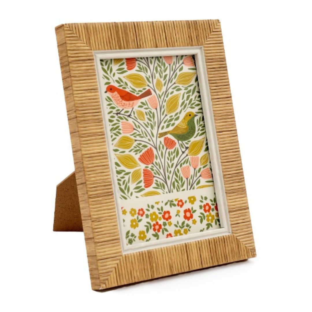 Songbird rattan effect photo frame decorative 4x6 or 5x7 frame