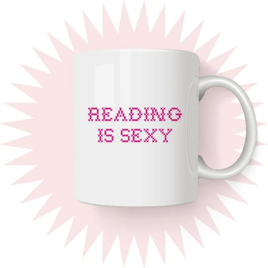 Reading is Sexy ceramic mug by Hause & Havers featuring a bold modern typography design for book lovers