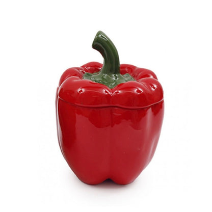 Pepper-shaped kitchen storage pot in red for storing dry ingredients and countertop organisation