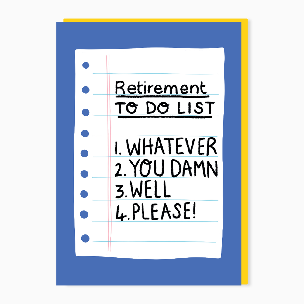 RETIREMENT TO DO LIST CARD