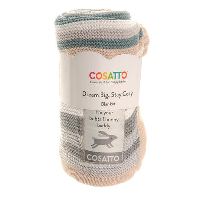 Cosatto knitted stripe baby blanket by Ziggle 100% cotton pram blanket 90 x 70 cm