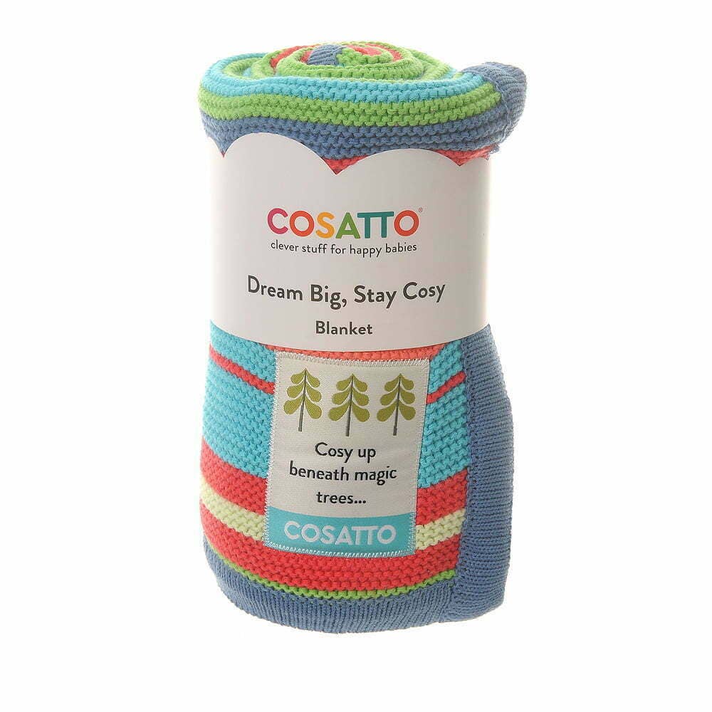 Cosatto knitted stripe baby blanket by Ziggle 100% cotton pram blanket 90 x 70 cm