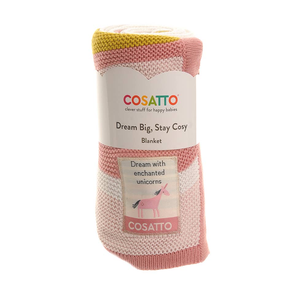 Cosatto knitted stripe baby blanket by Ziggle 100% cotton pram blanket 90 x 70 cm