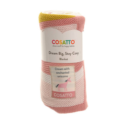 Cosatto knitted stripe baby blanket by Ziggle 100% cotton pram blanket 90 x 70 cm