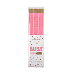 BUSY BEING A MUM PENCILS - SET OF 6
