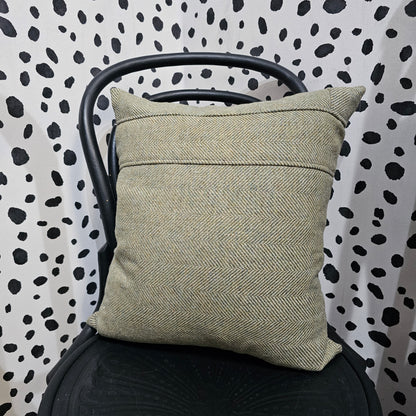 Sage herringbone tweed cushion 45cm Silvera Upholstery