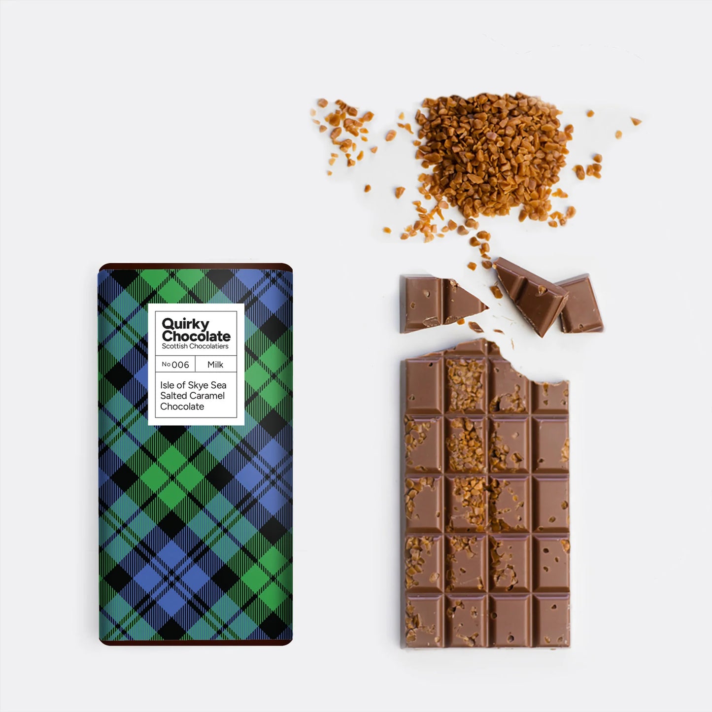 Salted caramel chocolate bar Isle of Skye sea salt 100g