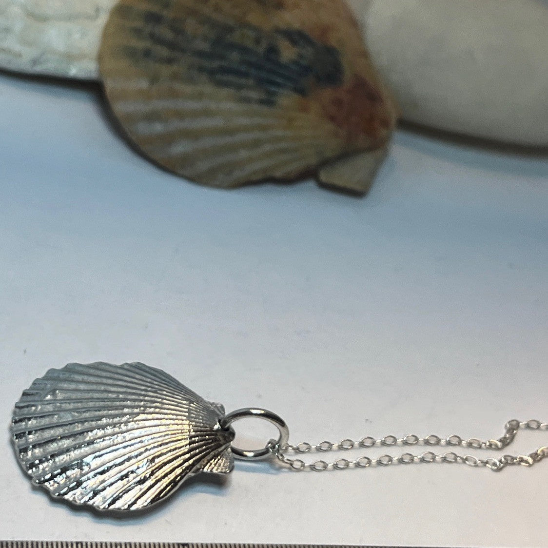 Pewter shell necklace handmade in Scotland cast from real shells jewellery