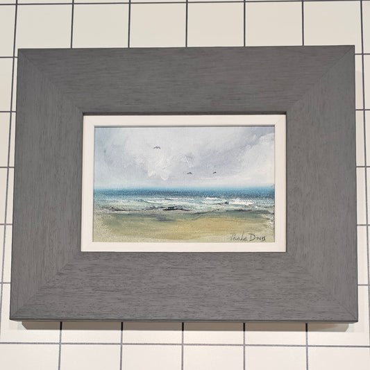 Scottish Summer Carnoustie Beach original oil painting by Paula Deas framed artwork