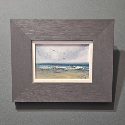 Scottish Summer Carnoustie Beach original oil painting by Paula Deas framed artwork