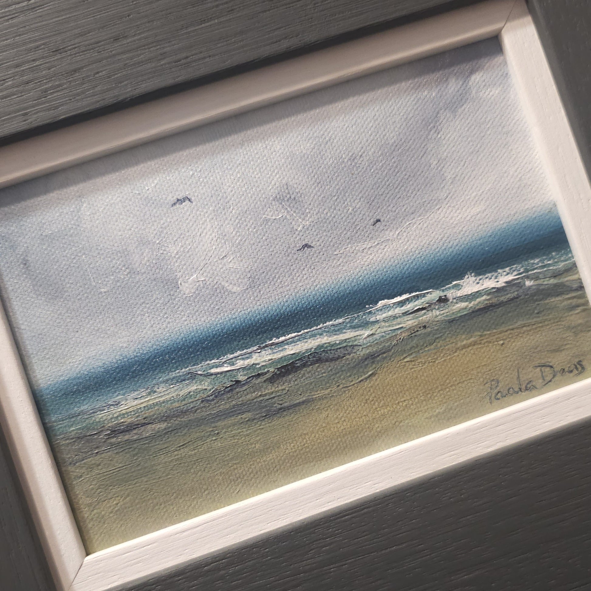 Scottish Summer Carnoustie Beach original oil painting by Paula Deas framed artwork