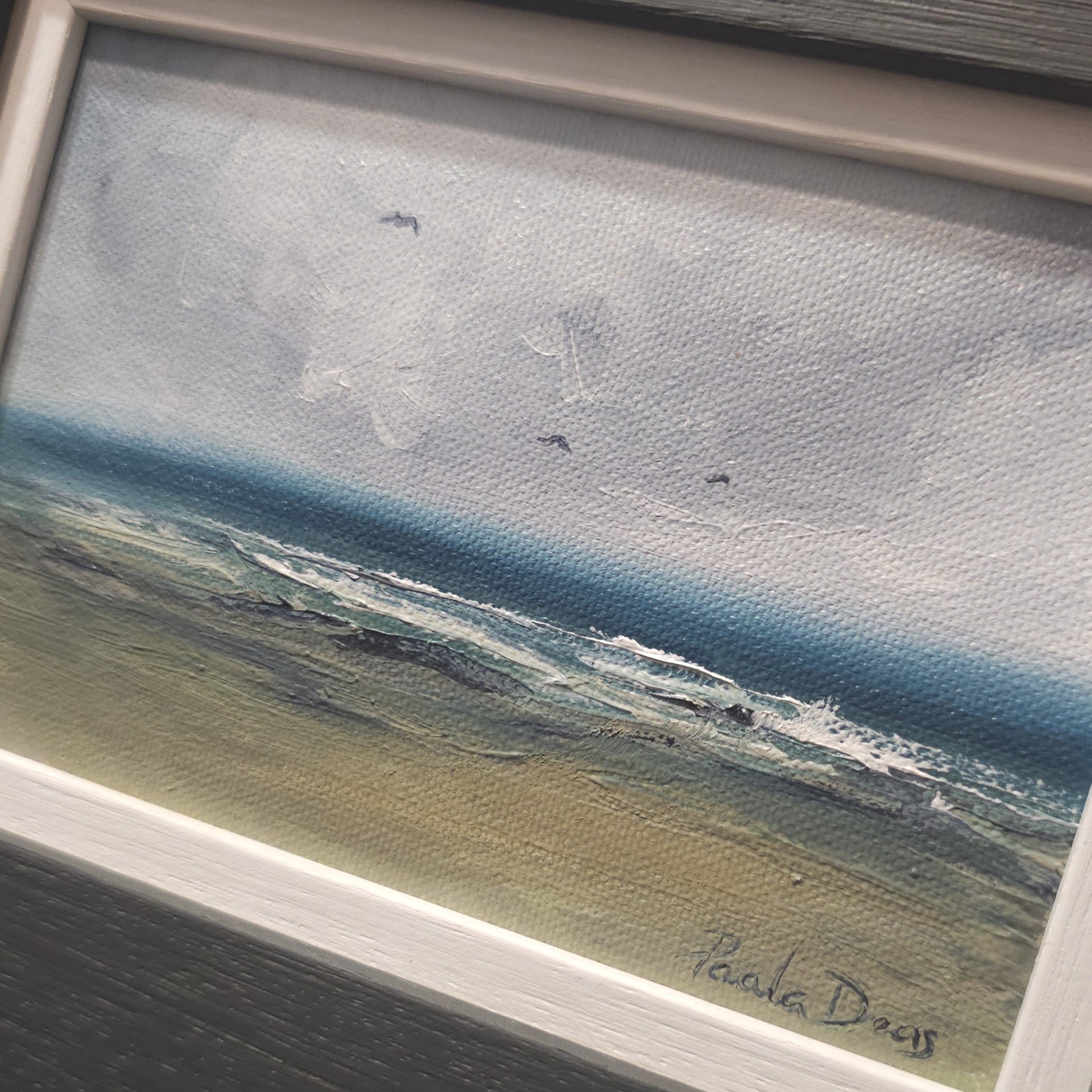 Scottish Summer Carnoustie Beach original oil painting by Paula Deas framed artwork