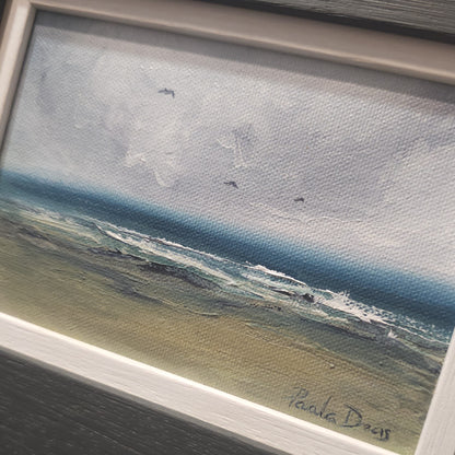 Scottish Summer Carnoustie Beach original oil painting by Paula Deas framed artwork