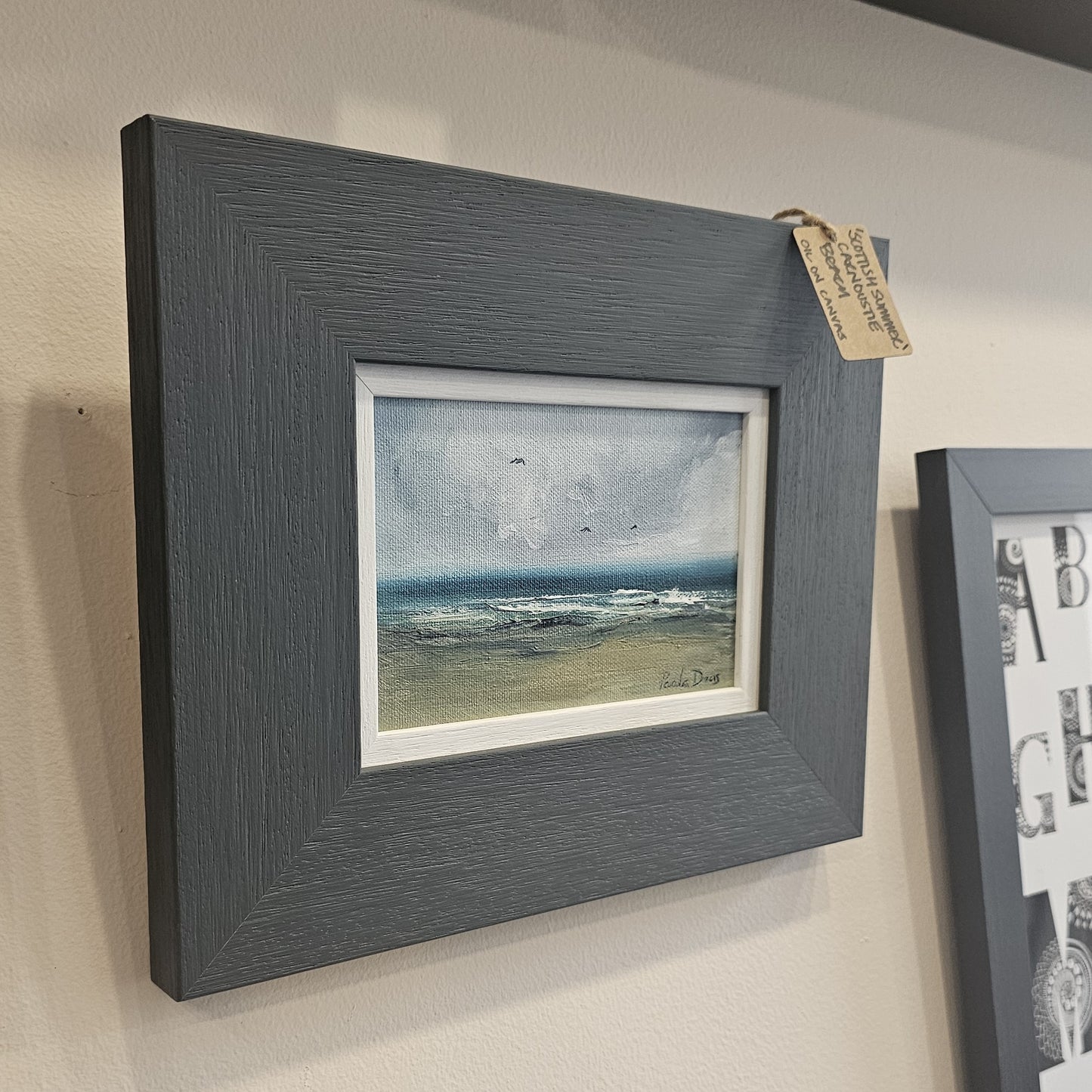 Scottish Summer Carnoustie Beach original oil painting by Paula Deas framed artwork