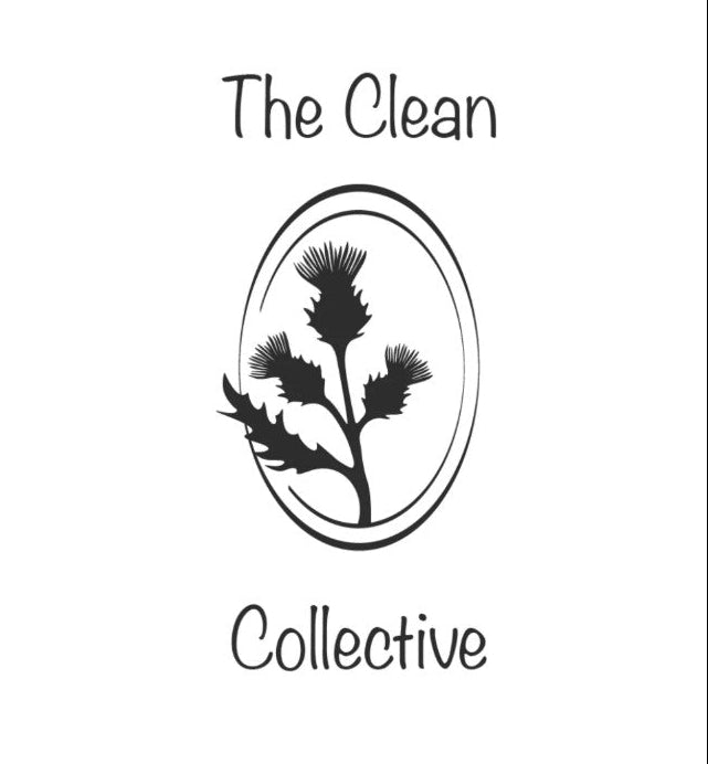 Logo of 'The Clean Collective' with a black thistle design on a white background