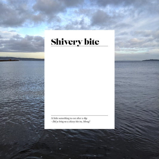 Shivery Bite Scottish swim card by Hause & Havers – nostalgic wild swimming design printed in Edinburgh, perfect for outdoor swimmers.