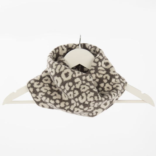 Mitchell + Black Leopard short snood handcrafted in Scotland from 100% lambswool