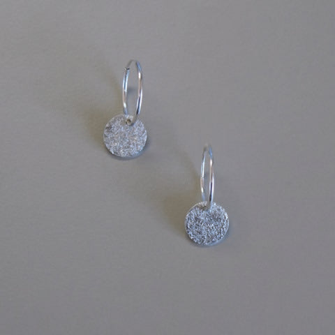 Sterling silver textured drop hoop earrings handmade Glasgow 