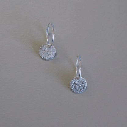 Sterling silver textured drop hoop earrings handmade Glasgow 