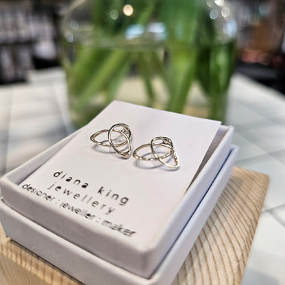 Sterling silver triquetra stud earrings by Diana King handmade in Perthshire