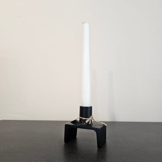 Channel metal candle holder black satin finish with candle