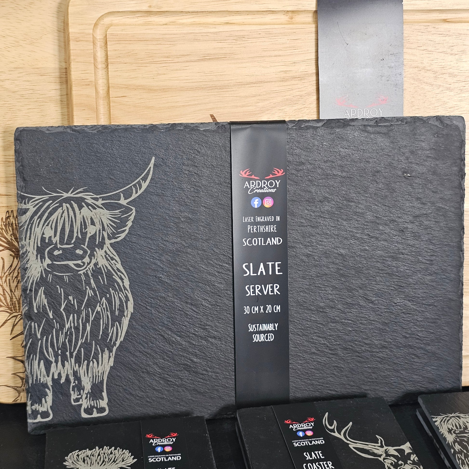 Scottish slate serving board by Ardroy Creations available in Stag design