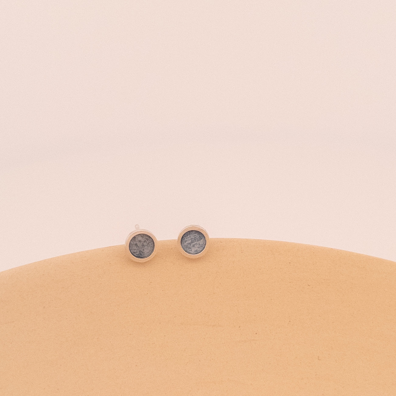 Circle enamel stud earrings handmade Dundee silver jewellery