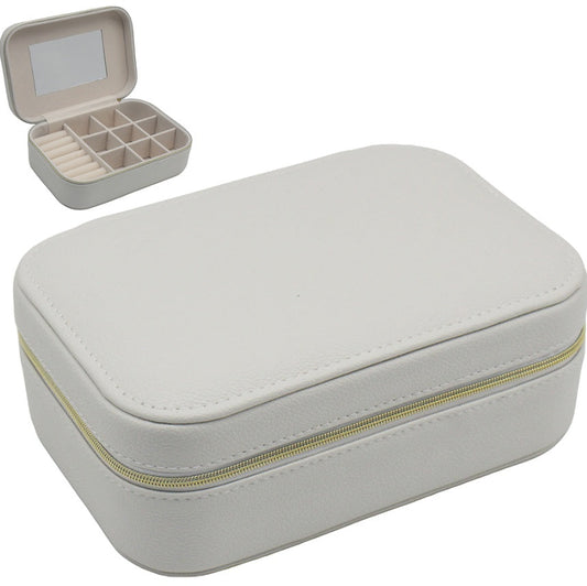 Small white jewellery box with a sleek finish for organising rings, earrings, necklaces and bracelets.