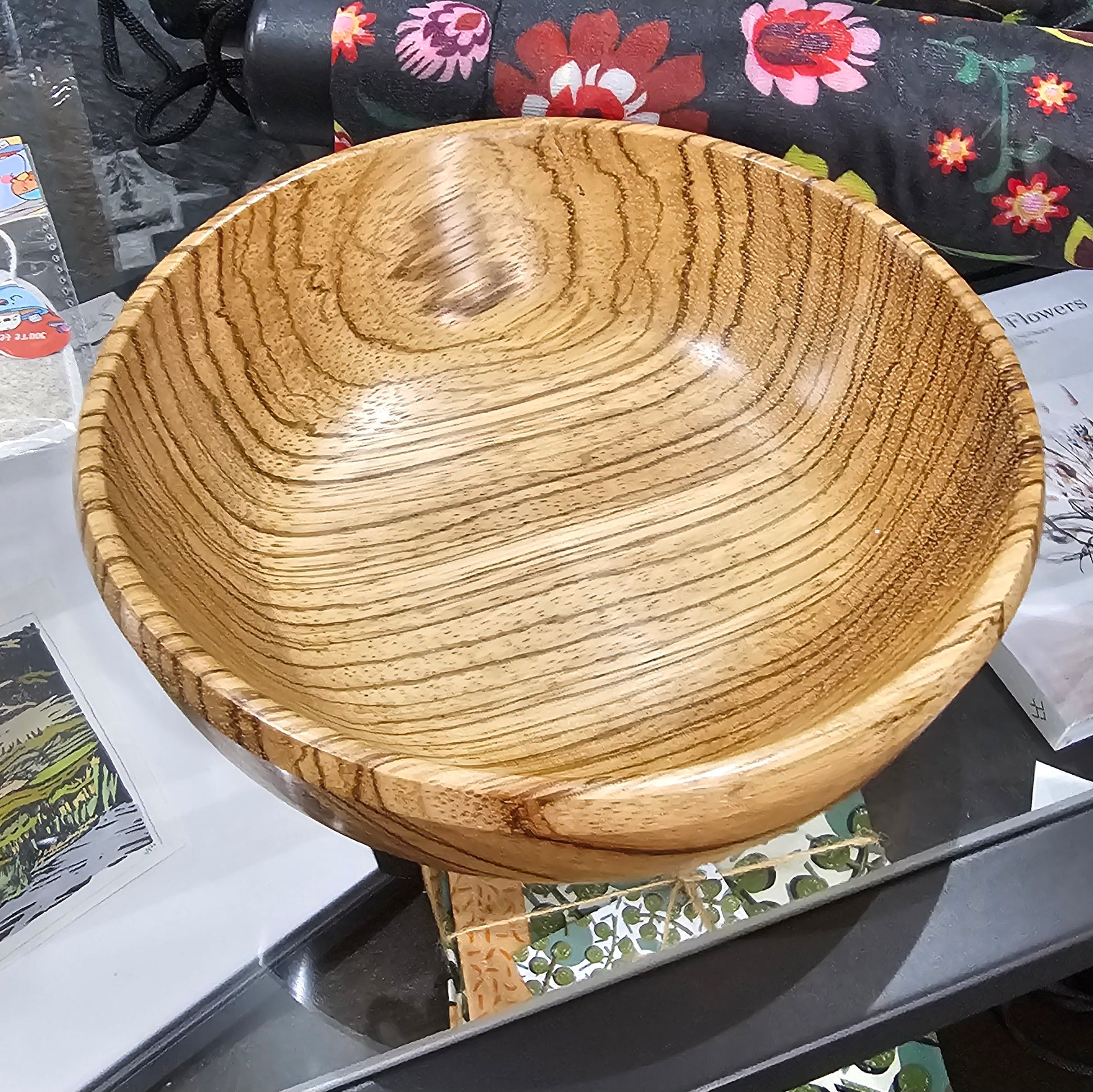 Small wooden Zebrano bowl handmade in Carnoustie by John Dowie