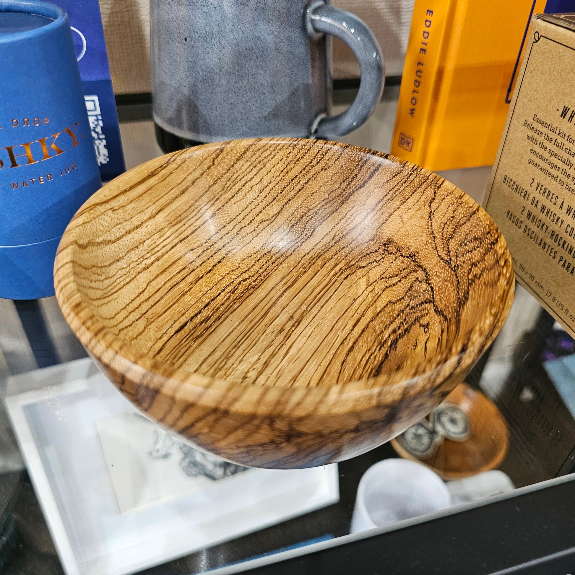 Small wooden Zebrano bowl handmade in Carnoustie by John Dowie