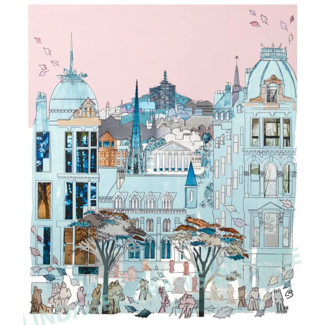 The Spires of Dundee art print by Lindabee Draws Dundee featuring ornate rooftops and architectural spires