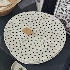 IRREGULAR STONEWARE PLATES - SET OF 4 - STRIPES OR SPOTS