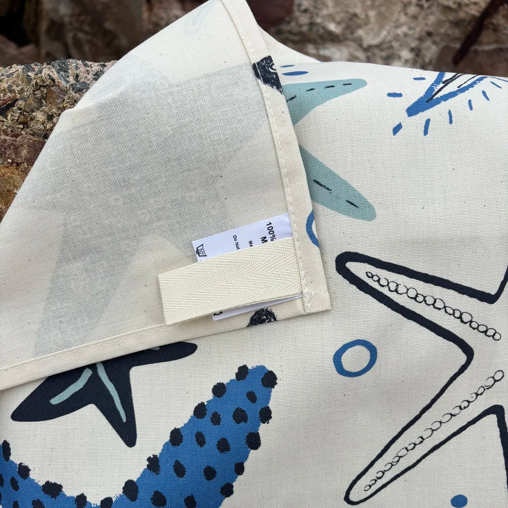 Caitlin Sparks Textiles Starfish tea towel printed on unbleached organic cotton