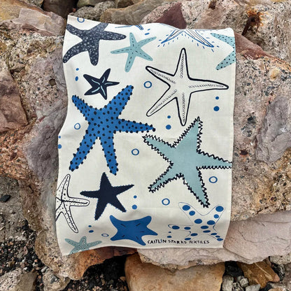 Caitlin Sparks Textiles Starfish tea towel printed on unbleached organic cotton