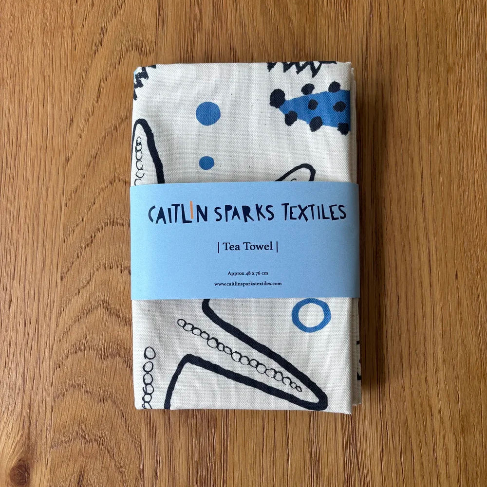 Caitlin Sparks Textiles Starfish tea towel printed on unbleached organic cotton