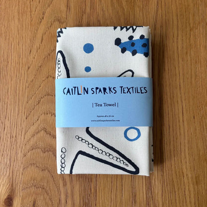 Caitlin Sparks Textiles Starfish tea towel printed on unbleached organic cotton
