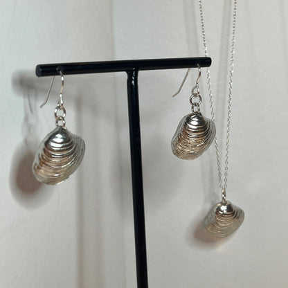 Pewter shell necklace and earring set handmade in Scotland cast from real shells jewellery