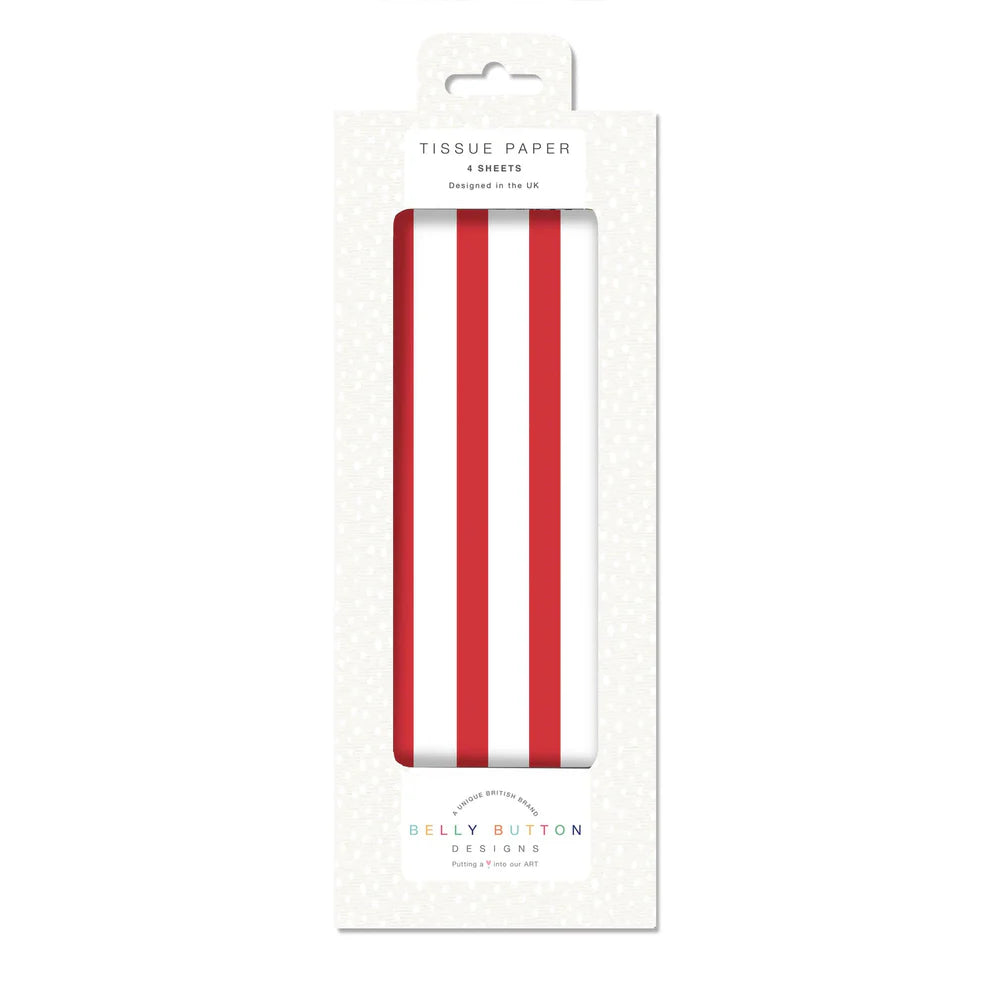 A pack of luxury eco-friendly tissue paper with a candy stripe pattern.