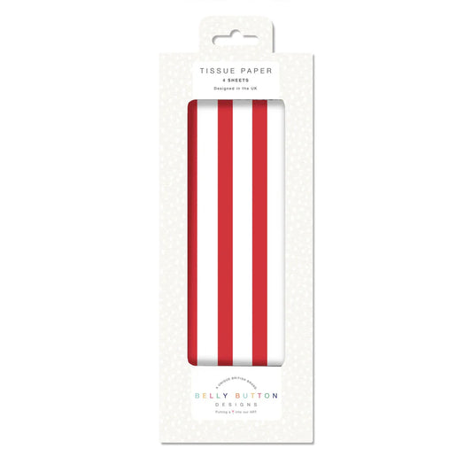 A pack of luxury eco-friendly tissue paper with a candy stripe pattern.