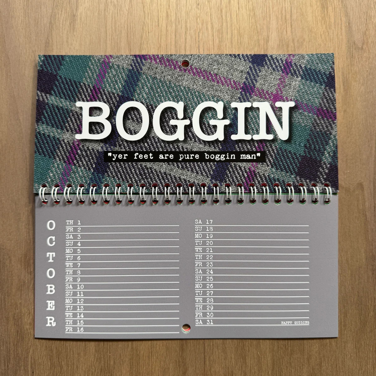 DL-sized 2026 Scottish Insult Calendar featuring bold Scots insults paired with colourful tartans.