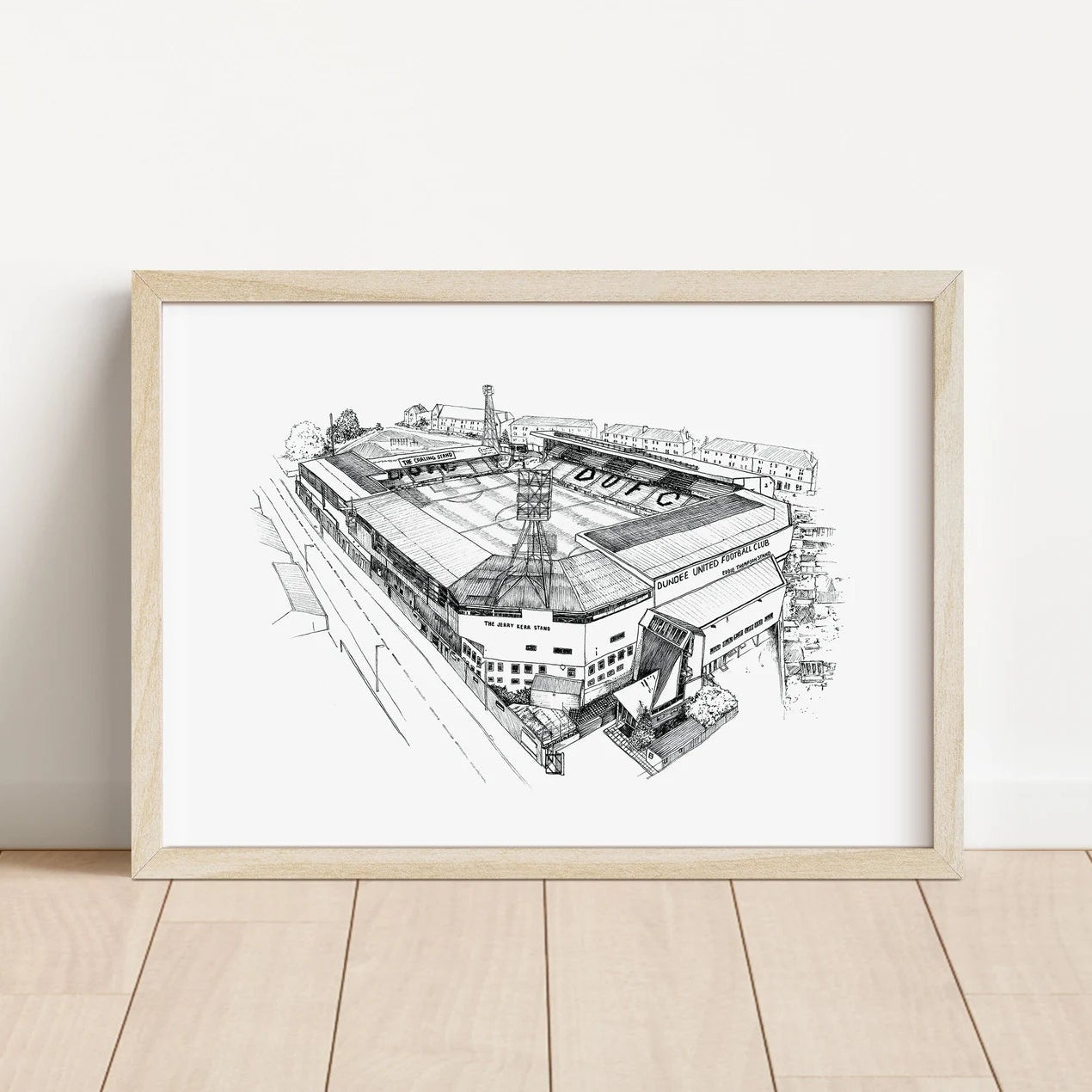Tannadice Park Dundee United stadium fine line print by Sanna Dyker available in A4 or A5