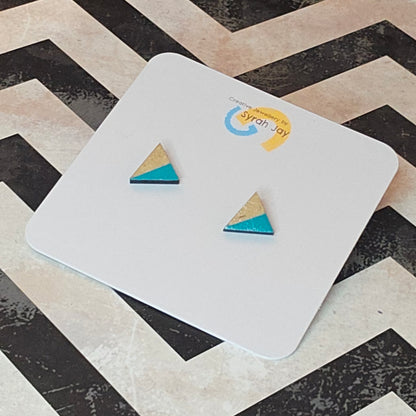 Geo Blok geometric stud earrings hand painted laser cut MDF shapes