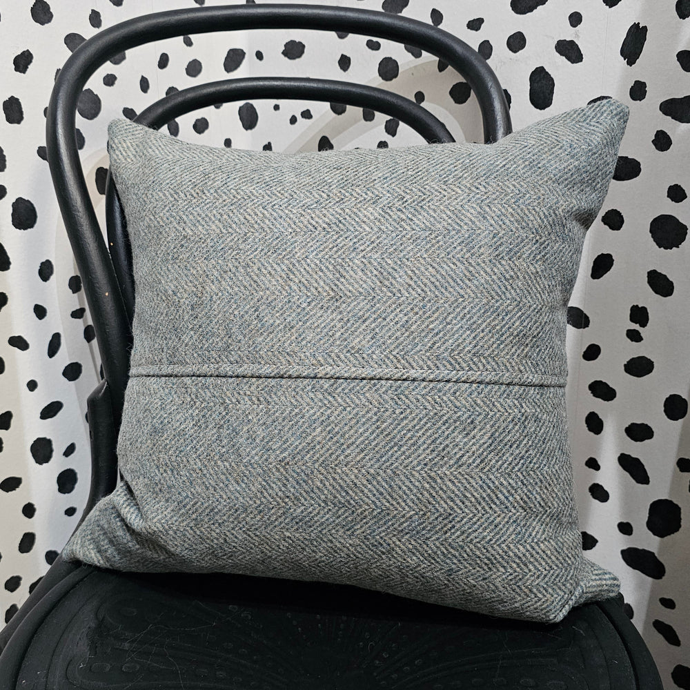 TEAL TWEED HERRINGBONE SQUARE CUSHION